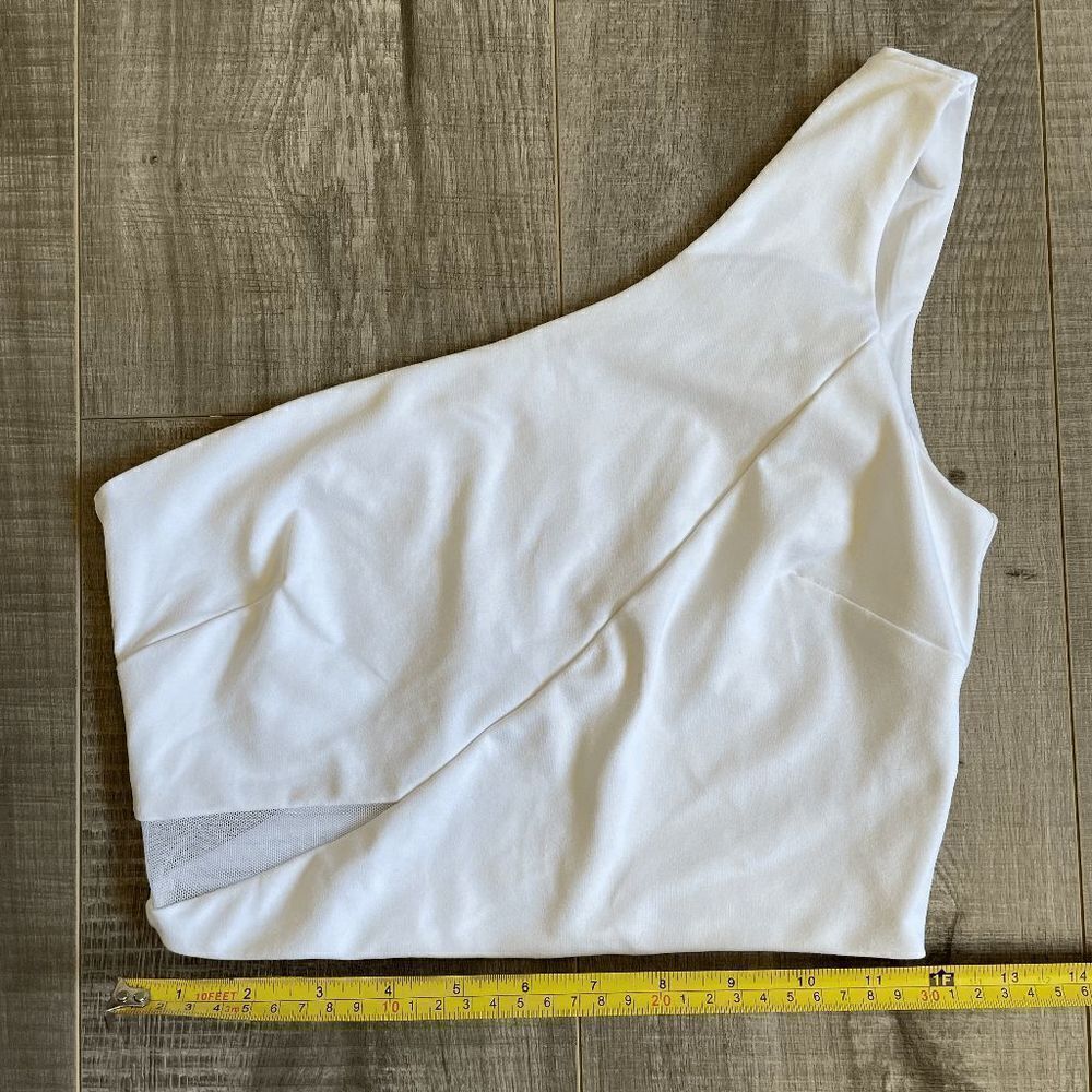 Bebe White One shoulder Cropped Top XS - Picture 5 of 9
